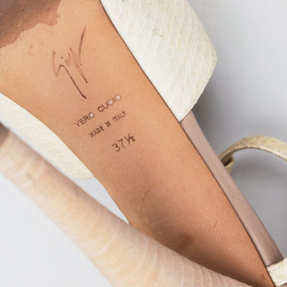 Giuseppe Zanotti Beige Snakeskin Leather Platform Heel - Picture 2 of 6